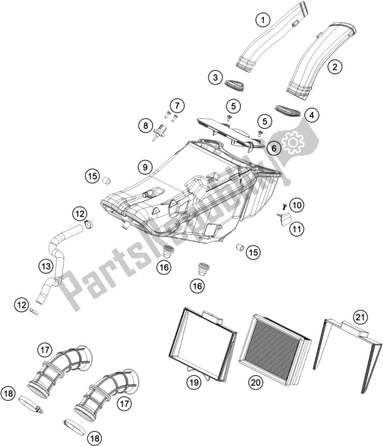 All parts for the Air Filter of the KTM 890 Adventure,black US 2021