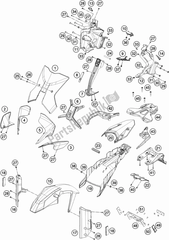 All parts for the Mask, Fenders of the KTM 890 Adventure,black US 2021