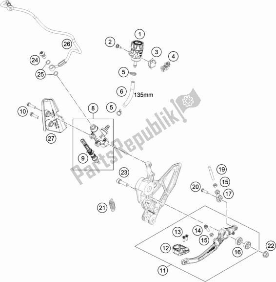 Todas las partes para Control De Freno Trasero de KTM 890 Adventure,black US 2021