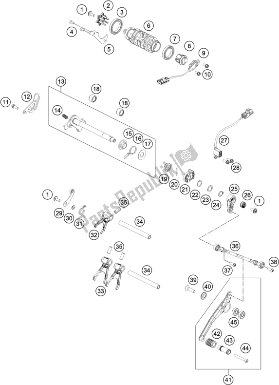 Wszystkie części do Mechanizm Zmiany Biegów KTM 890 Adventure,black US 2021