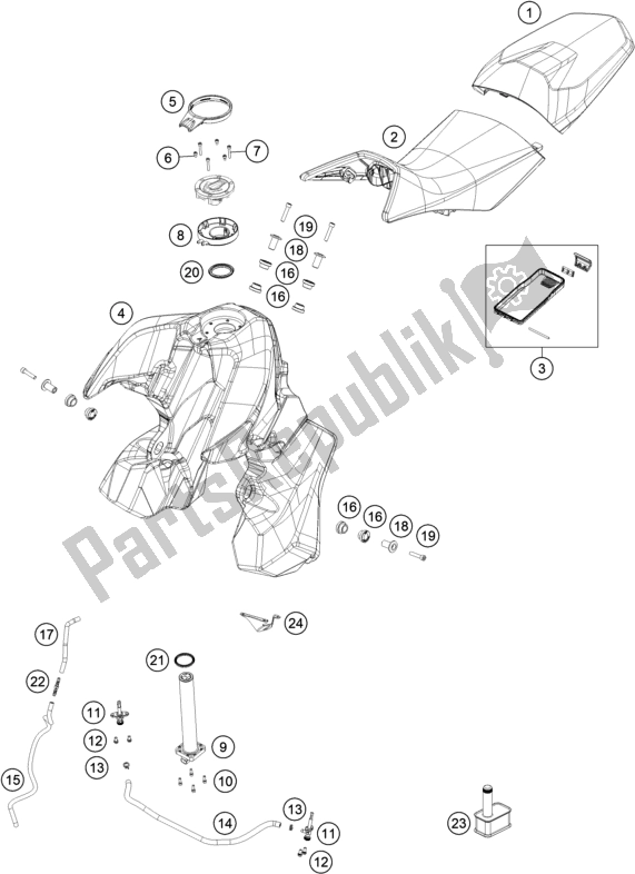 Wszystkie części do Zbiornik, Siedzenie KTM 890 Adventure,black US 2021