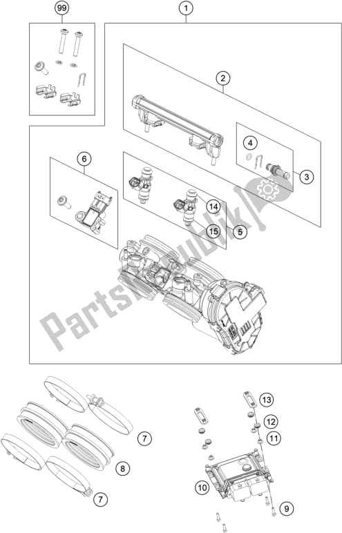 Tutte le parti per il Corpo Farfallato del KTM 890 Adventure,black US 2021