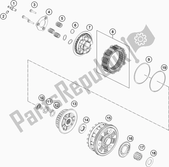 All parts for the Clutch of the KTM 890 Adventure,orange EU 2021