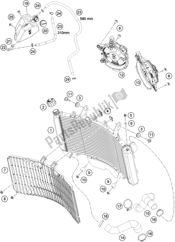 All parts for the Cooling System of the KTM 890 Adventure,orange EU 2021