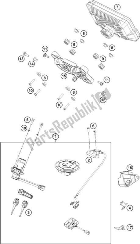 Tutte le parti per il Strumenti / Sistema Di Blocco del KTM 890 Adventure,orange EU 2021