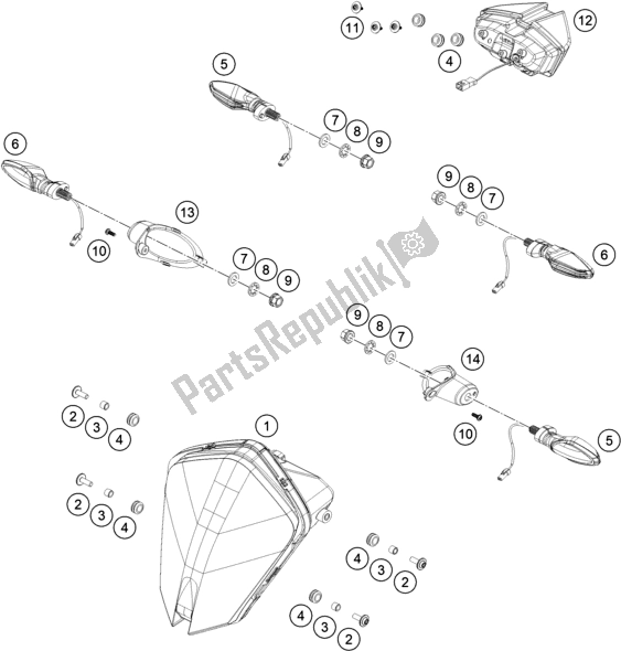 All parts for the Lighting System of the KTM 890 Adventure,orange EU 2021