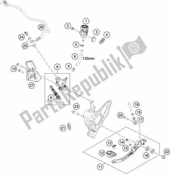 Toutes les pièces pour le Commande De Frein Arrière du KTM 890 Adventure,orange EU 2021