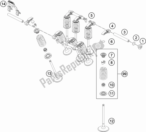 All parts for the Valve Drive of the KTM 890 Adventure,orange EU 2021