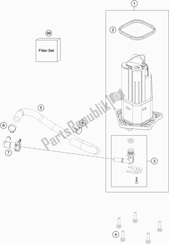 All parts for the Fuel Pump of the KTM 890 Adventure,orange US 2021