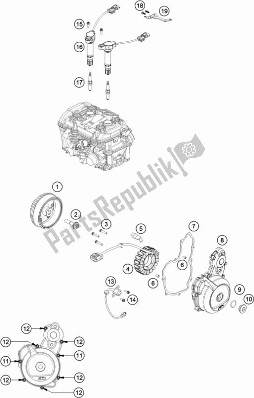 All parts for the Ignition System of the KTM 890 Adventure,orange US 2021