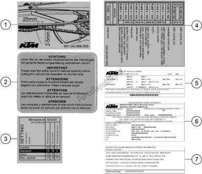 All parts for the Technic Information Sticker of the KTM 890 Adventure,orange US 2021