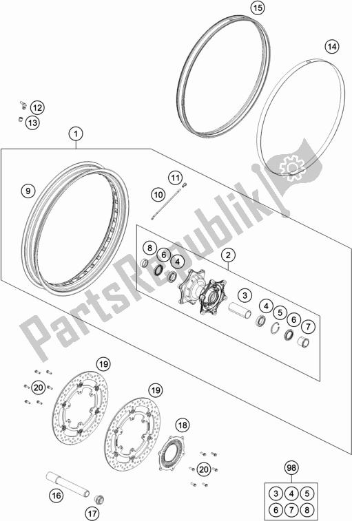 Toutes les pièces pour le Roue Avant du KTM 890 Adventure R EU 2021