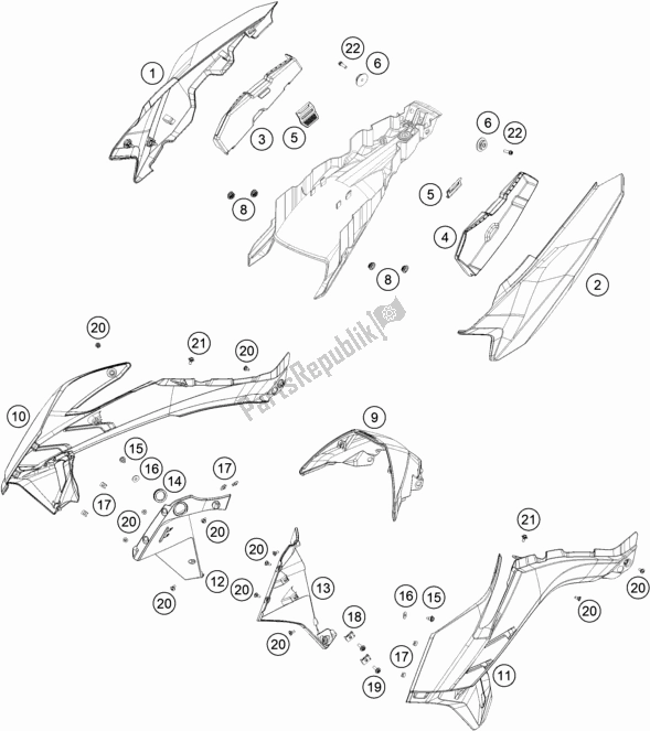 Toutes les pièces pour le Side Trim du KTM 890 Adventure R EU 2021