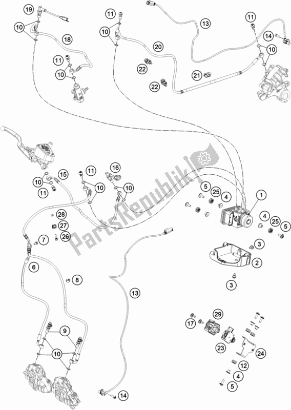 Todas as partes de Abs Do Sistema Antibloqueio do KTM 890 Adventure R Rally EU 2021