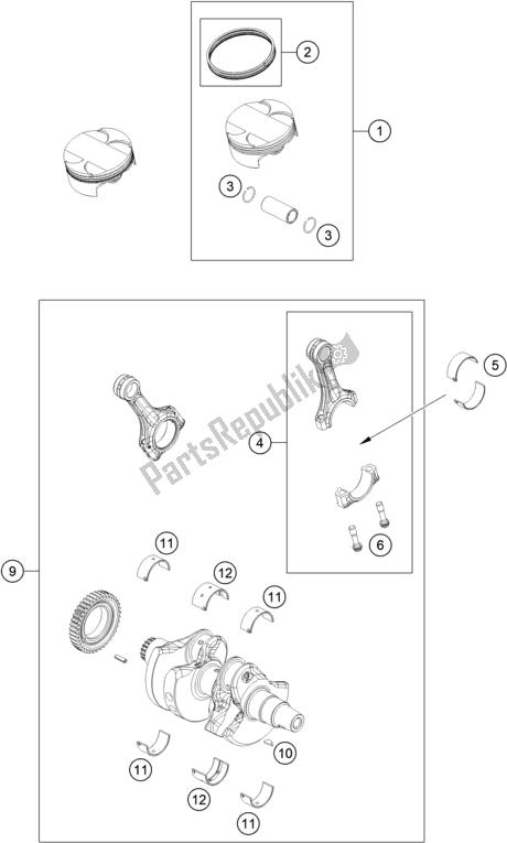 All parts for the Crankshaft, Piston of the KTM 890 Adventure R Rally EU 2021