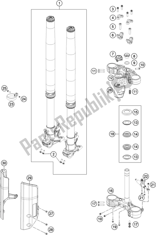 All parts for the Front Fork, Triple Clamp of the KTM 890 Adventure R Rally EU 2021