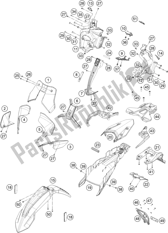 Tutte le parti per il Maschera, Parafanghi del KTM 890 Adventure R Rally EU 2021