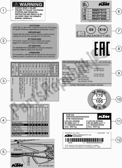 Wszystkie części do Technic Information Sticker KTM 890 Adventure R Rally EU 2021