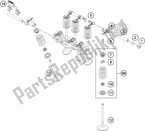 All parts for the Valve Drive of the KTM 890 Adventure R Rally EU 2021