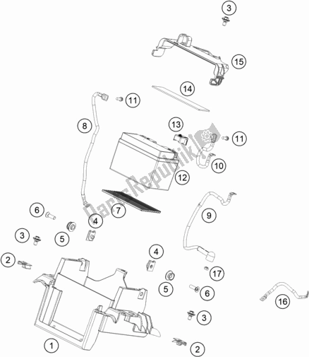 All parts for the Battery of the KTM 890 Adventure R Rally US 2021