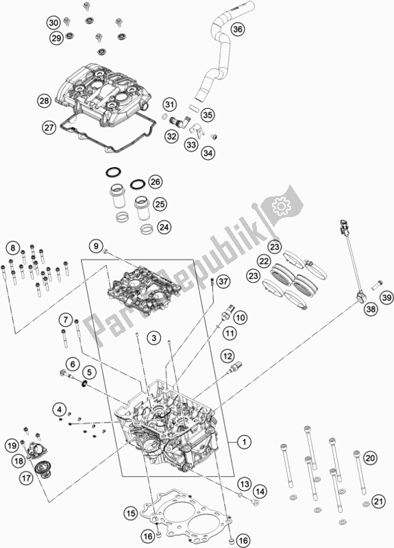 All parts for the Cylinder Head of the KTM 890 Adventure R Rally US 2021