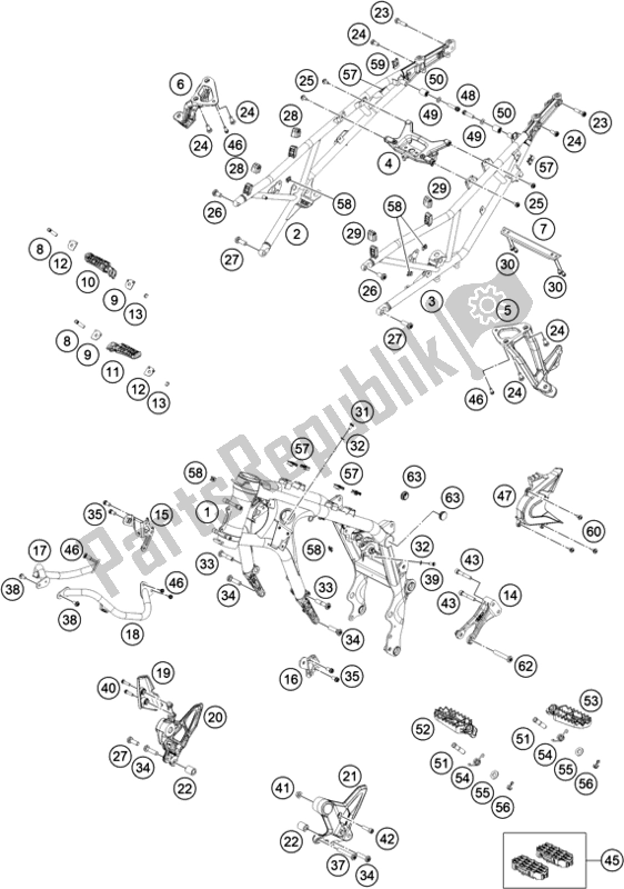 All parts for the Frame of the KTM 890 Adventure R Rally US 2021