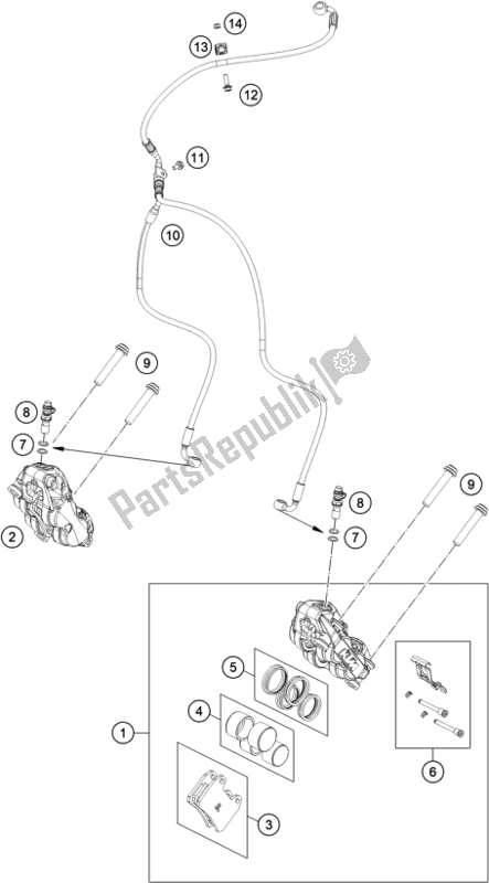 All parts for the Front Brake Caliper of the KTM 890 Adventure R Rally US 2021