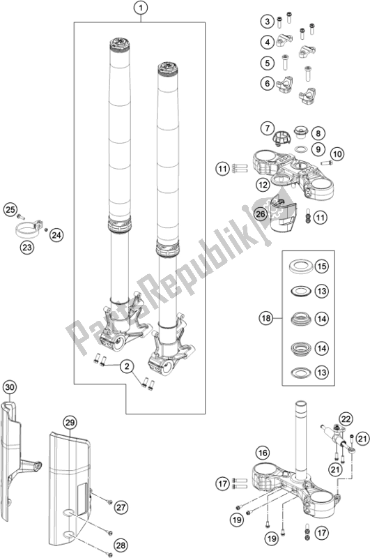 Tutte le parti per il Forcella Anteriore, Pinza Tripla del KTM 890 Adventure R Rally US 2021