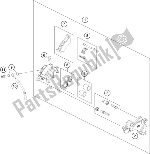 All parts for the Rear Brake Caliper of the KTM 890 Adventure R Rally US 2021