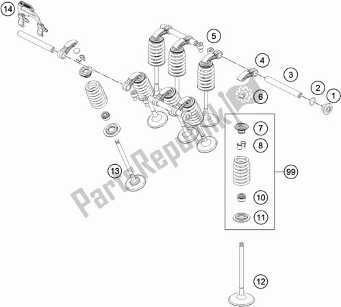 All parts for the Valve Drive of the KTM 890 Adventure R Rally US 2021