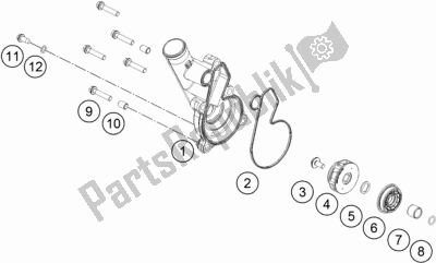 All parts for the Water Pump of the KTM 890 Adventure R Rally US 2021