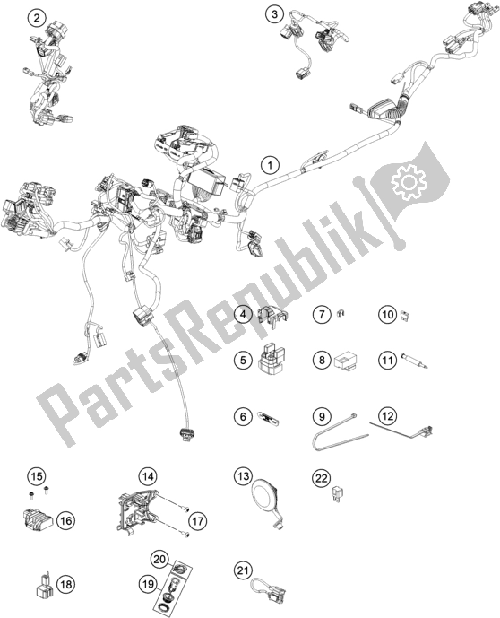 All parts for the Wiring Harness of the KTM 890 Adventure R Rally US 2021