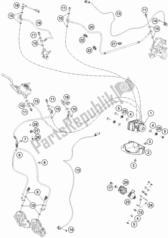 All parts for the Antiblock System Abs of the KTM 890 Adventure R US 2021