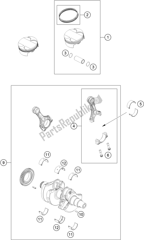 Toutes les pièces pour le Vilebrequin, Piston du KTM 890 Adventure R US 2021