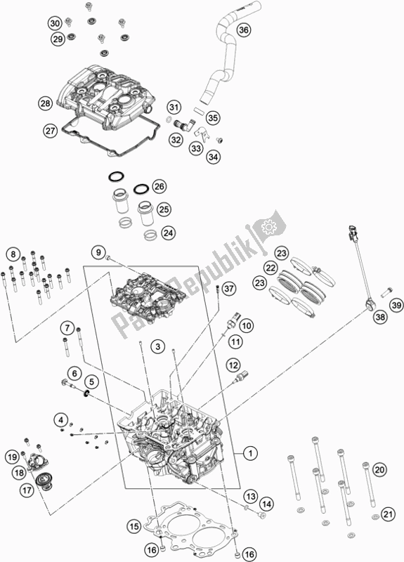 All parts for the Cylinder Head of the KTM 890 Adventure R US 2021