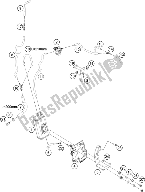 Tutte le parti per il Contenitore Per Evaporazione del KTM 890 Adventure R US 2021