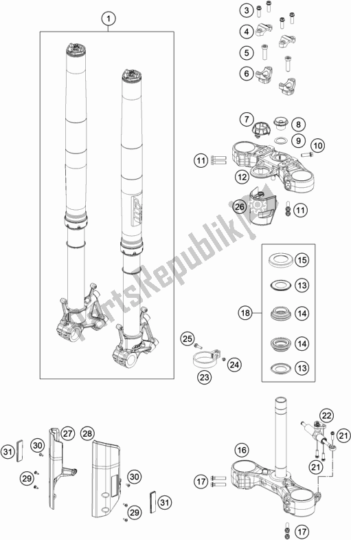 Tutte le parti per il Forcella Anteriore, Pinza Tripla del KTM 890 Adventure R US 2021