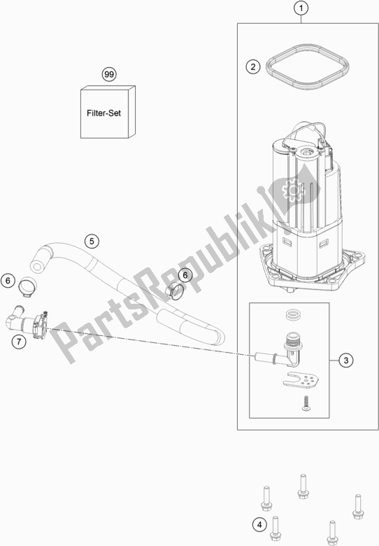 All parts for the Fuel Pump of the KTM 890 Adventure R US 2021