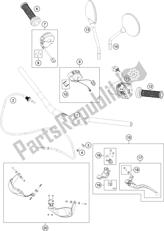 Toutes les pièces pour le Guidon, Commandes du KTM 890 Adventure R US 2021