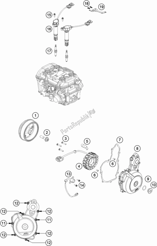 Todas as partes de Sistema De Ignição do KTM 890 Adventure R US 2021