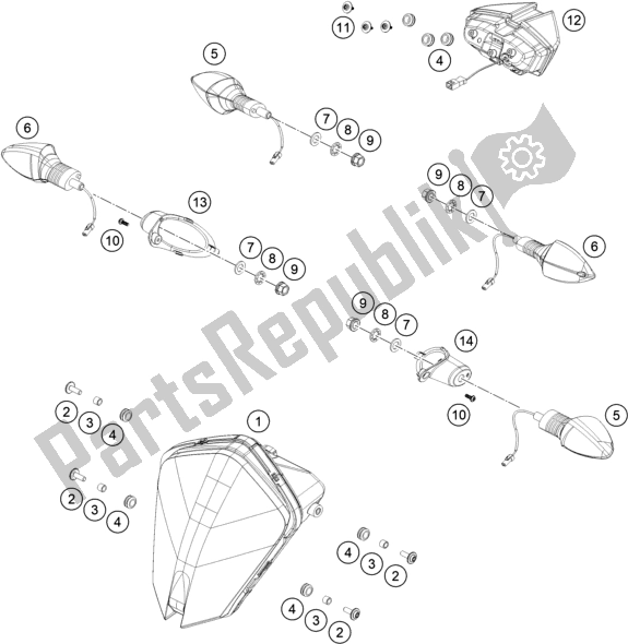 Tutte le parti per il Sistema Di Illuminazione del KTM 890 Adventure R US 2021