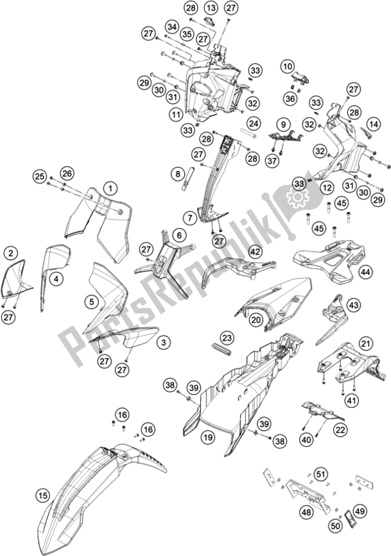 Tutte le parti per il Maschera, Parafanghi del KTM 890 Adventure R US 2021