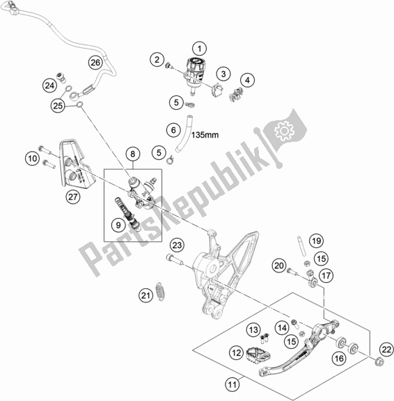 Tutte le parti per il Controllo Del Freno Posteriore del KTM 890 Adventure R US 2021