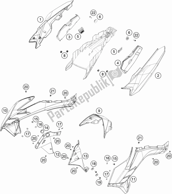 Toutes les pièces pour le Side Trim du KTM 890 Adventure R US 2021