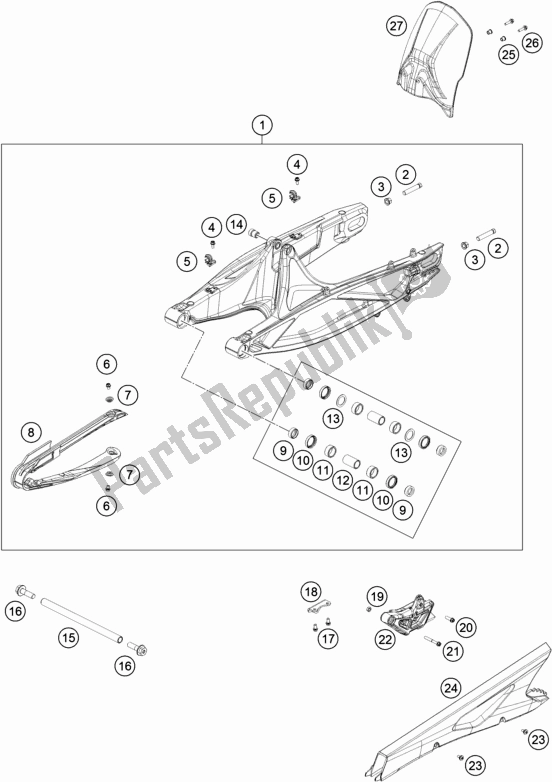 Tutte le parti per il Forcellone del KTM 890 Adventure R US 2021