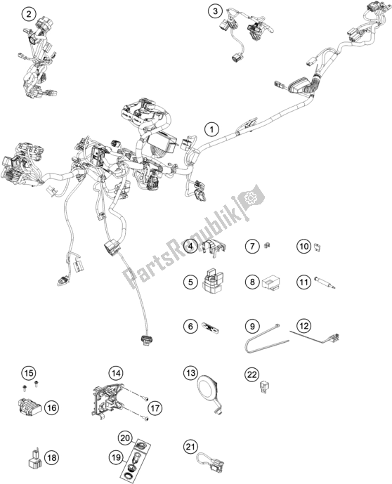 All parts for the Wiring Harness of the KTM 890 Adventure R US 2021