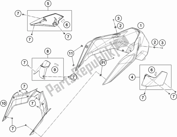 Todas las partes para Cubrir de KTM 890 Duke R EU 2020