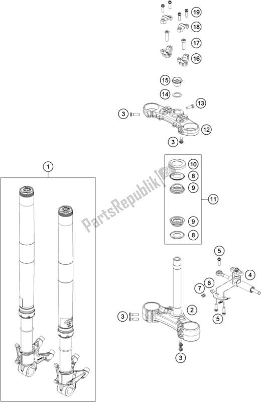 Todas las partes para Horquilla Delantera, Triple Abrazadera de KTM 890 Duke R EU 2020