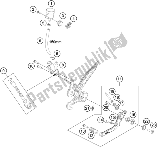 All parts for the Rear Brake Control of the KTM 890 Duke R EU 2020