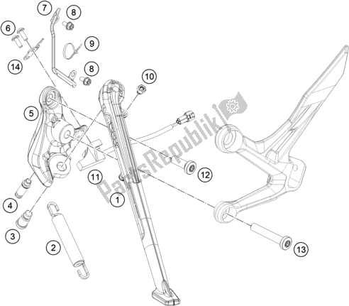 All parts for the Side / Center Stand of the KTM 890 Duke R EU 2020